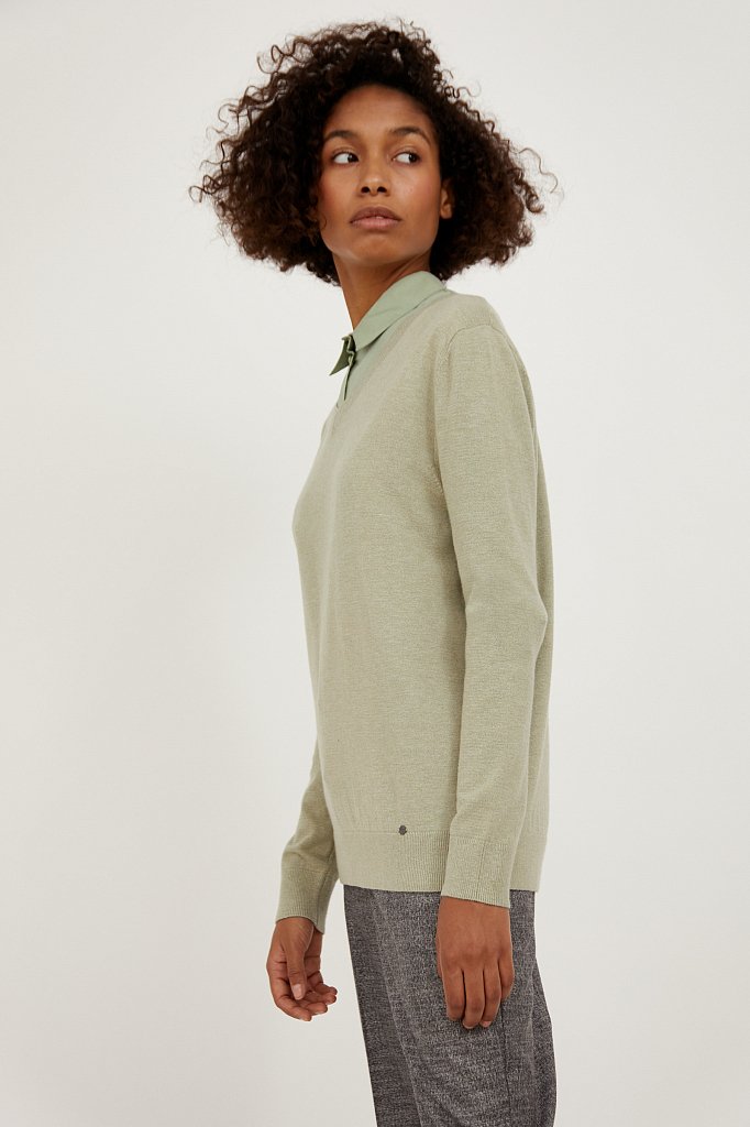 Базовый женский пуловер прямого кроя с вискозой, Модель A20-11102, Фото №3