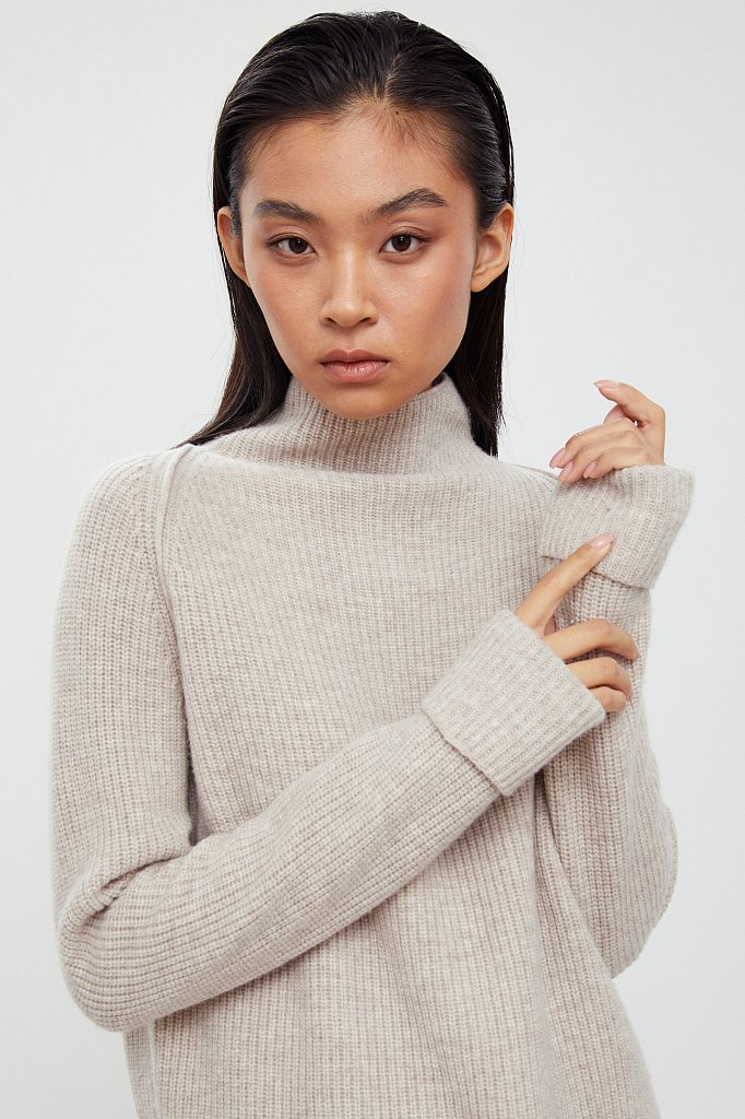 Свободный женский свитер с шерстью и кашемиром, Модель A20-11133, Фото №5