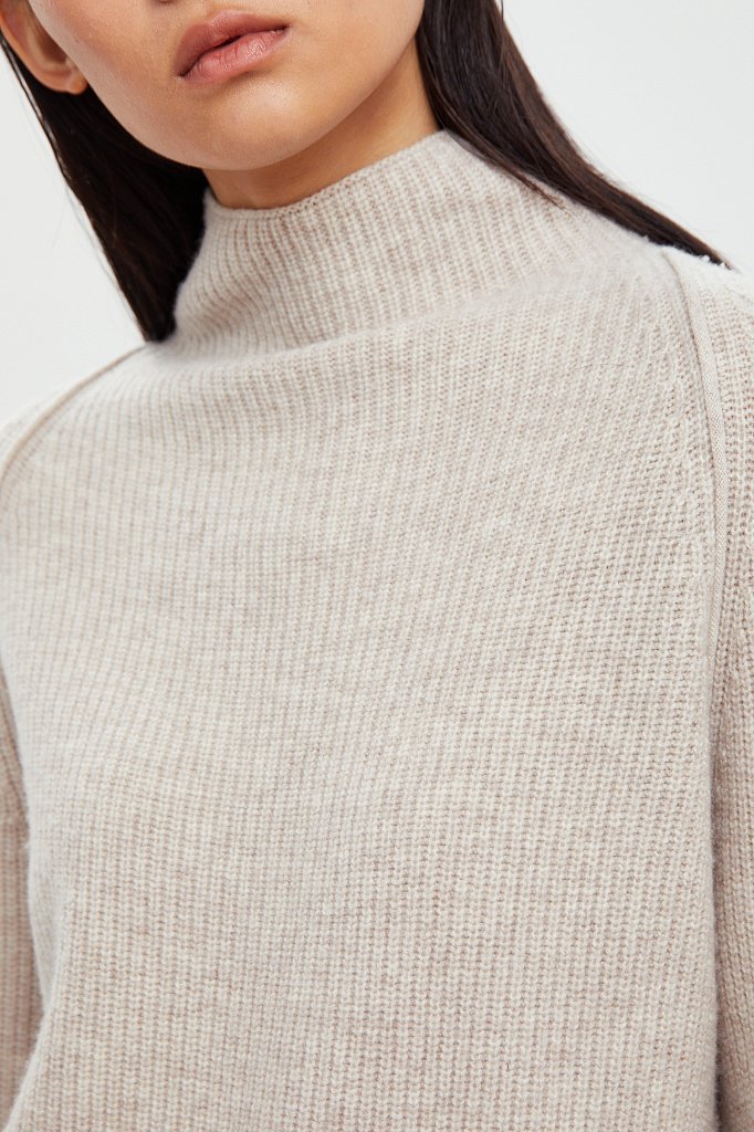 Свободный женский свитер с шерстью и кашемиром, Модель A20-11133, Фото №6