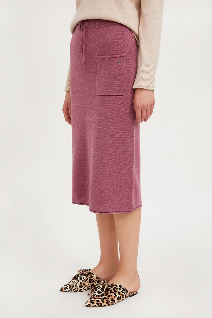 Трикотажная юбка женская с карманом и завязками, Модель A20-11126, Фото №3