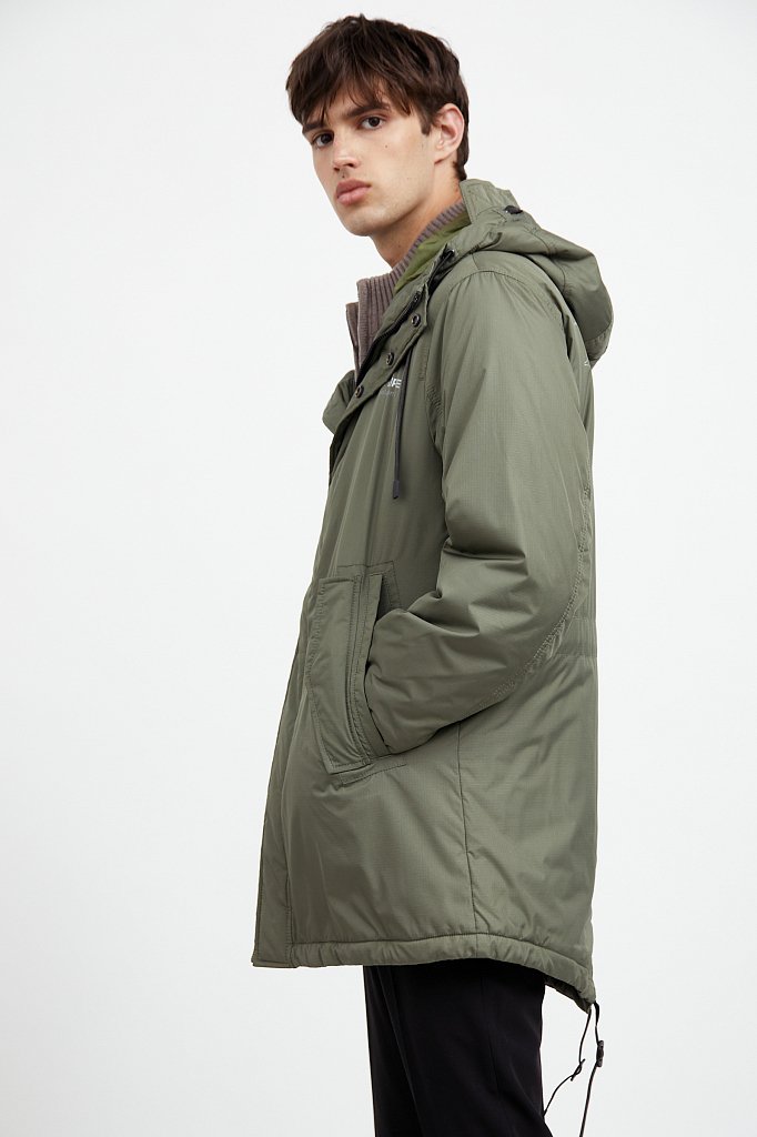 Пальто мужское с принтом с капюшоном, Модель A20-23008, Фото №3