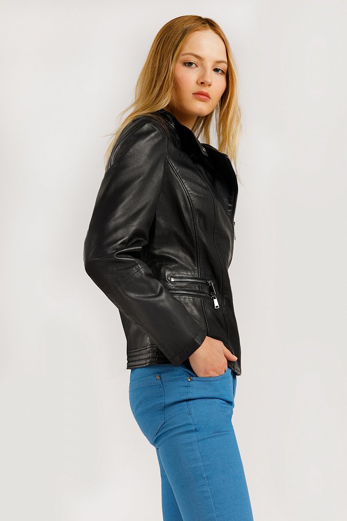 Куртка кожаная женская, Модель B20-11810, Фото №3