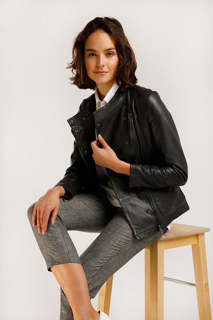 Куртка кожаная женская, Модель B20-11800, Фото №1