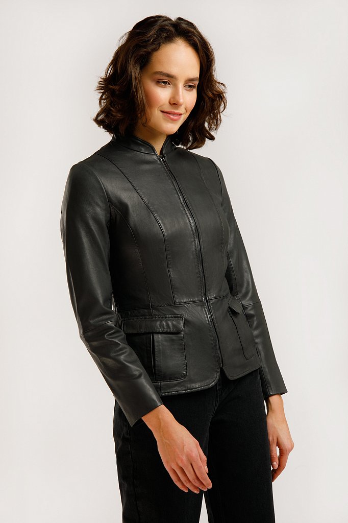 Куртка кожаная женская, Модель B20-11809, Фото №3