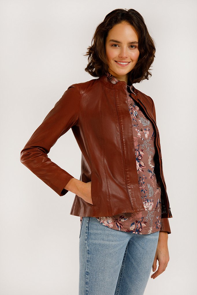 Куртка кожаная женская, Модель B20-11811, Фото №2