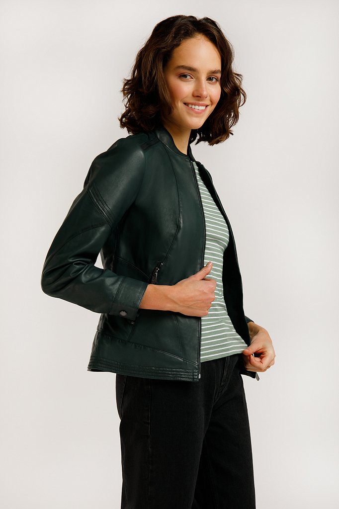 Куртка кожаная женская, Модель B20-11807, Фото №3