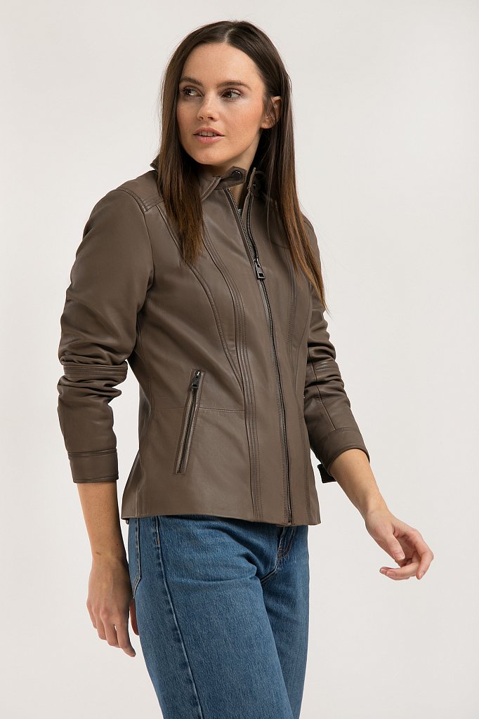 Куртка кожаная женская, Модель B20-11802, Фото №3