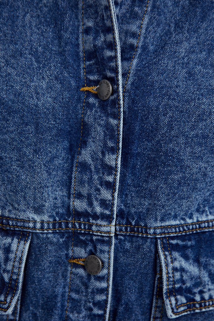Джинсовая куртка с накладными карманами, Модель B21-15015, Фото №6