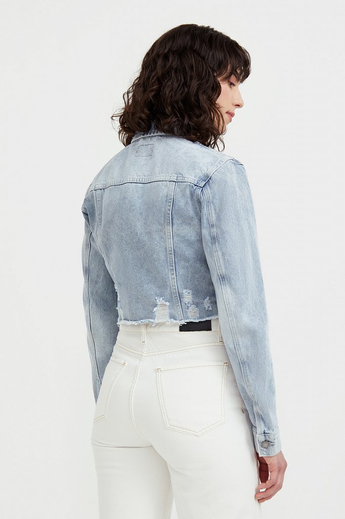 Укороченная джинсовая куртка, Модель B21-15026, Фото №4