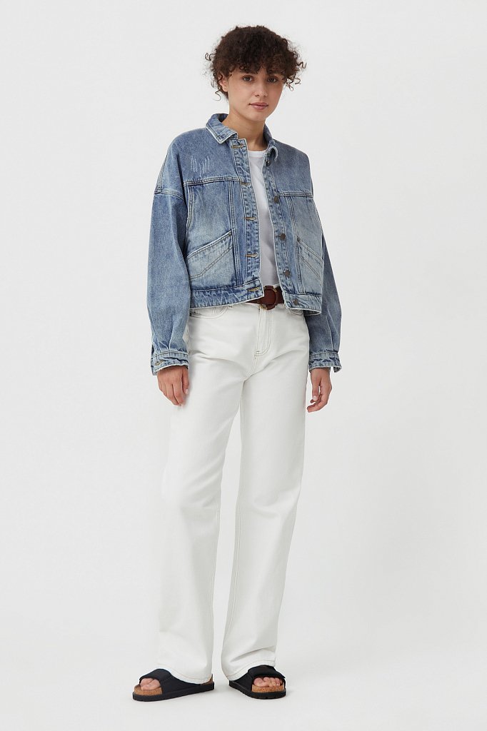 Укороченная джинсовая куртка, Модель B21-15017, Фото №2