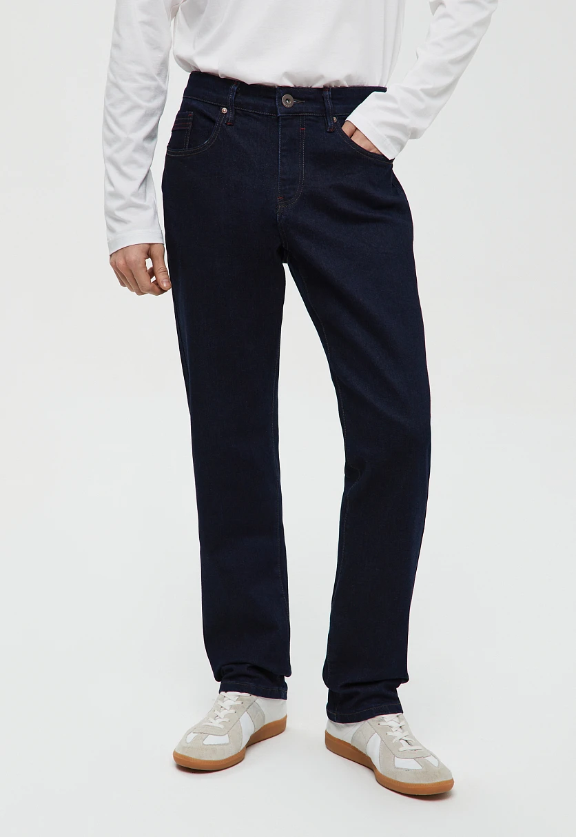 Джинсы tapered fit мужские Темно-cиний B21-25009Купить в интернет-магазине FINN FLARE, предосмотр фото №1 Джинсы tapered fit мужские, Модель B21-25009, Фото №1