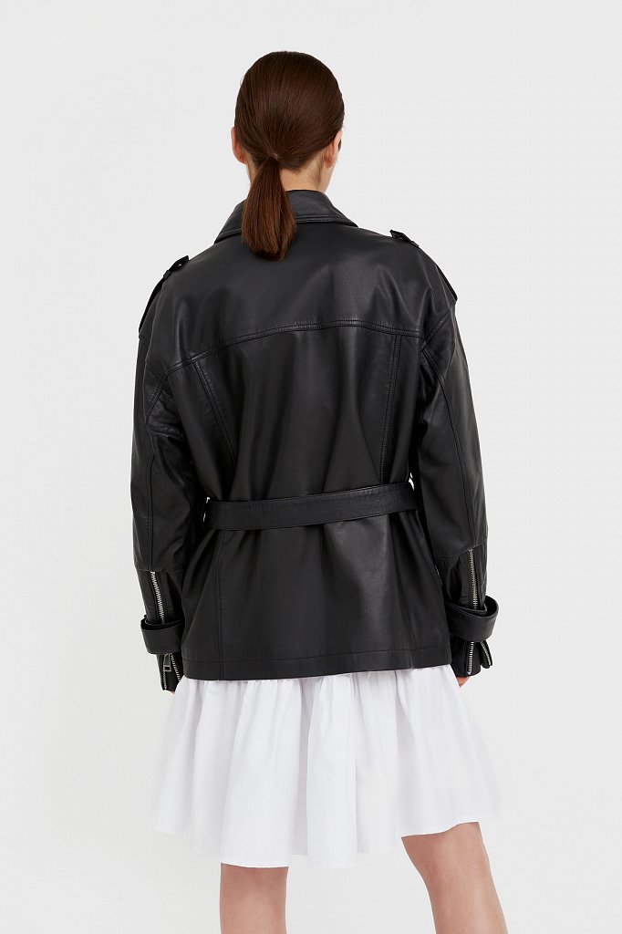 Куртка кожаная женская, Модель B21-11802, Фото №4