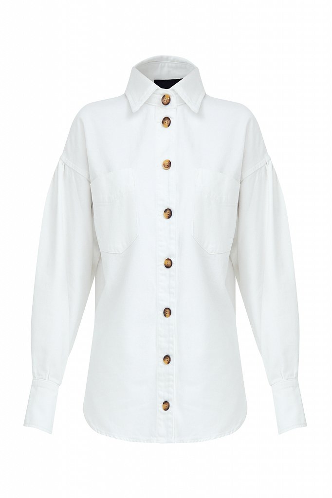 Рубашка женская джинсовая с отложным воротничком, Модель B21-15031, Фото №7