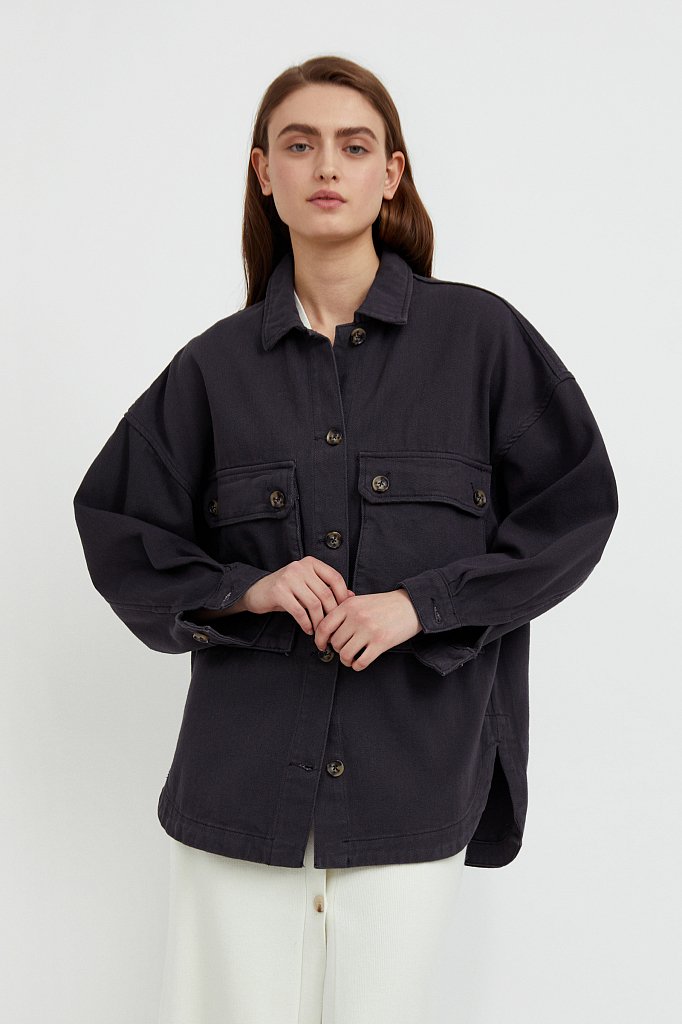 Куртка-рубашка из 100% хлопка, Модель B21-15025, Фото №1