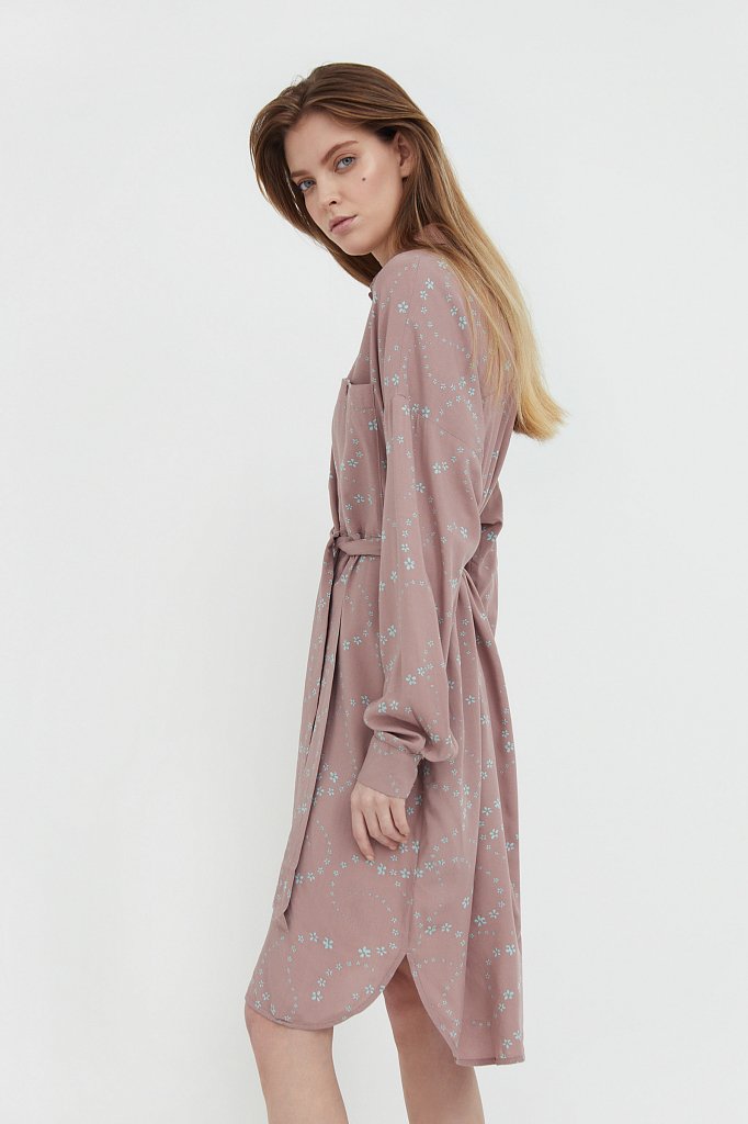 Платье-рубашка с цветочным принтом, Модель B21-32048, Фото №3