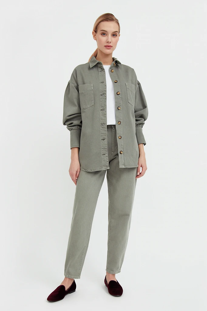 Джинсы tapered fit женские, Модель B21-15035, Фото №1