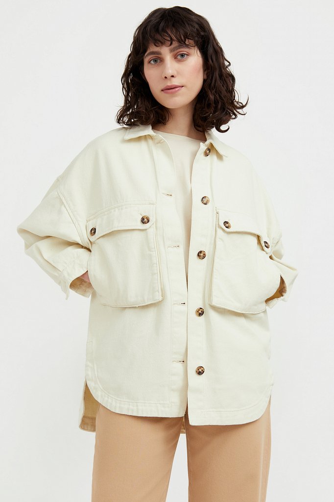 Куртка-рубашка из 100% хлопка, Модель B21-15025, Фото №2