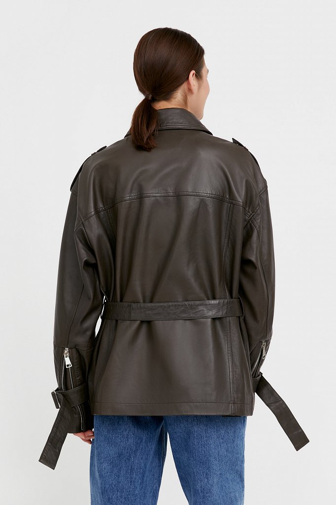 Куртка кожаная женская, Модель B21-11802, Фото №4