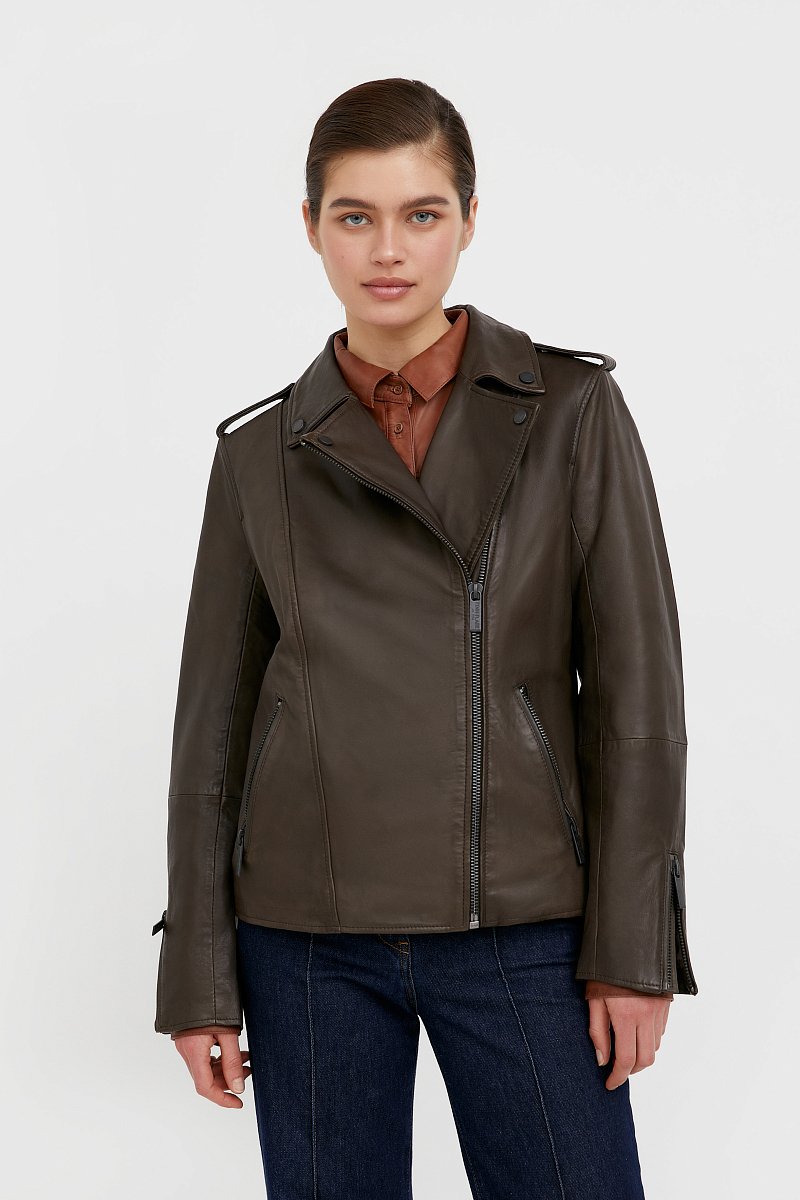 Куртка кожаная женская, Модель B21-11811, Фото №1