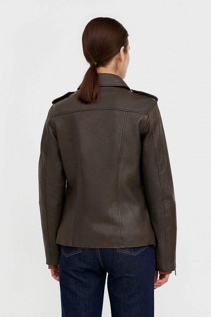 Куртка кожаная женская, Модель B21-11811, Фото №4