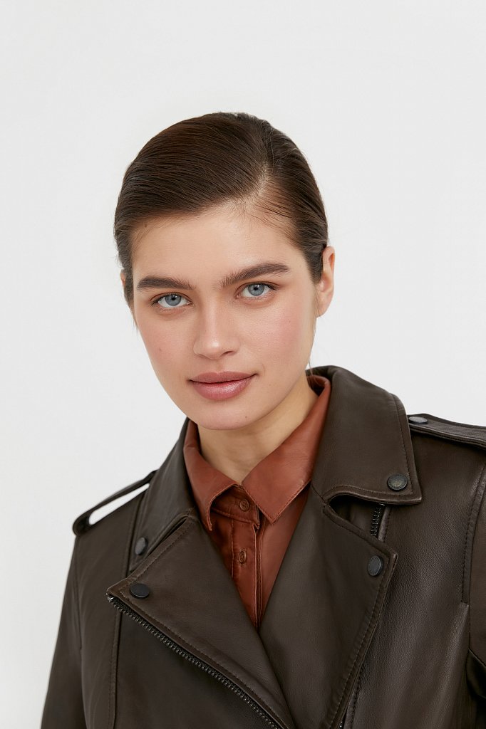Куртка кожаная женская, Модель B21-11811, Фото №6