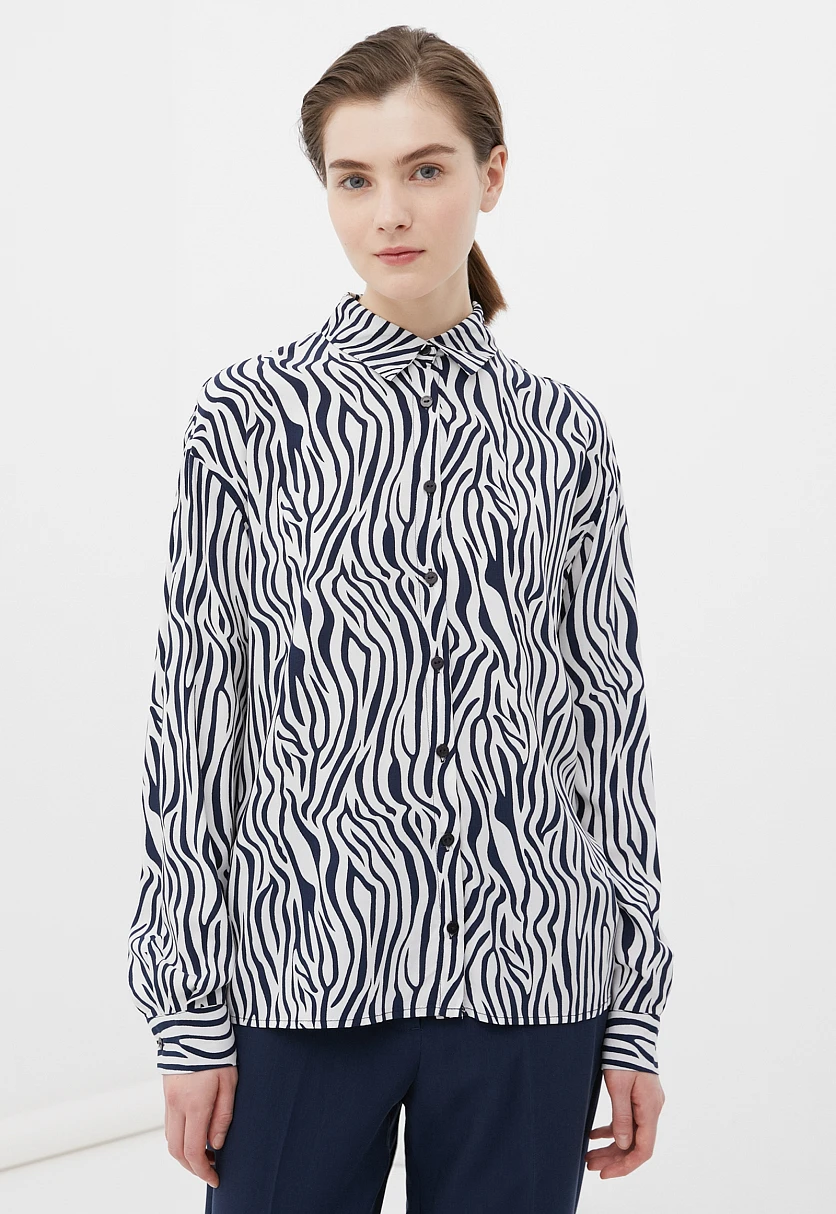 Блузка свободного кроя с отложным воротником, Модель BAS-10040, Фото №1