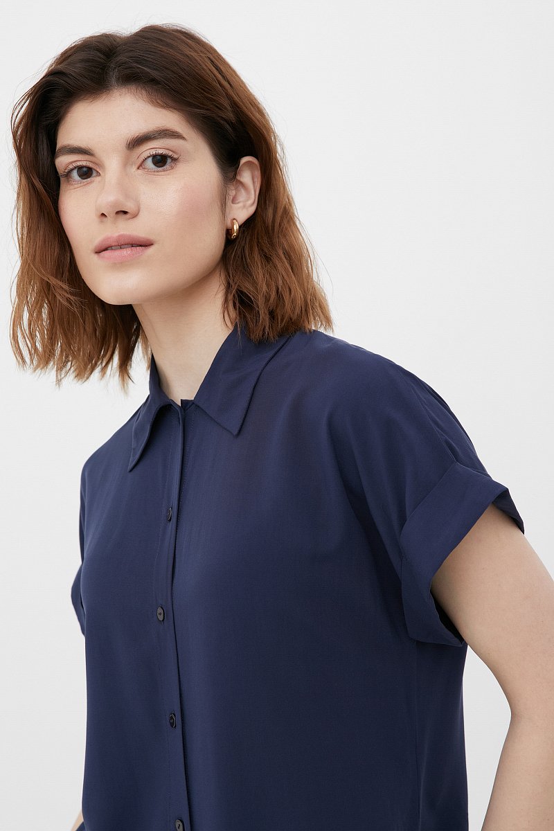 Рубашка женская из вискозы с коротким рукавом, Модель BAS-10041, Фото №5