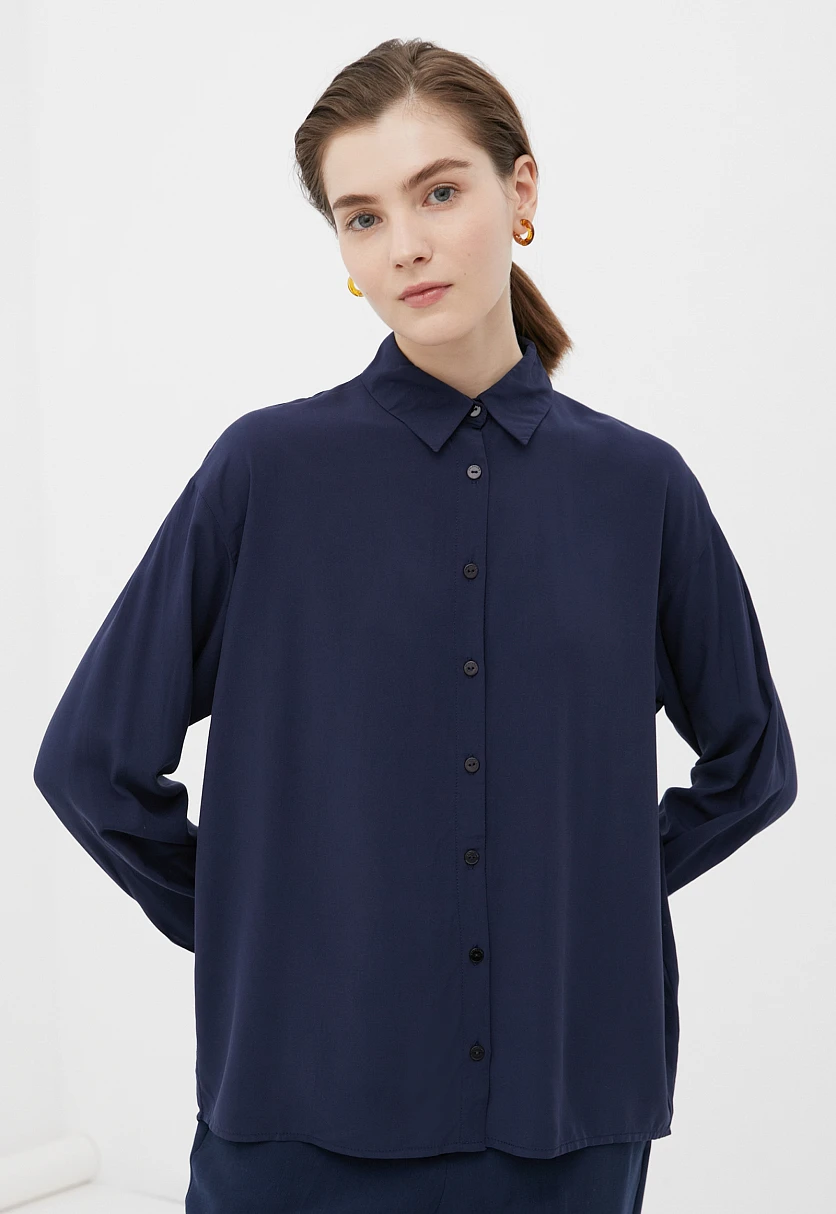 Блузка свободного кроя с отложным воротником, Модель BAS-10040, Фото №1