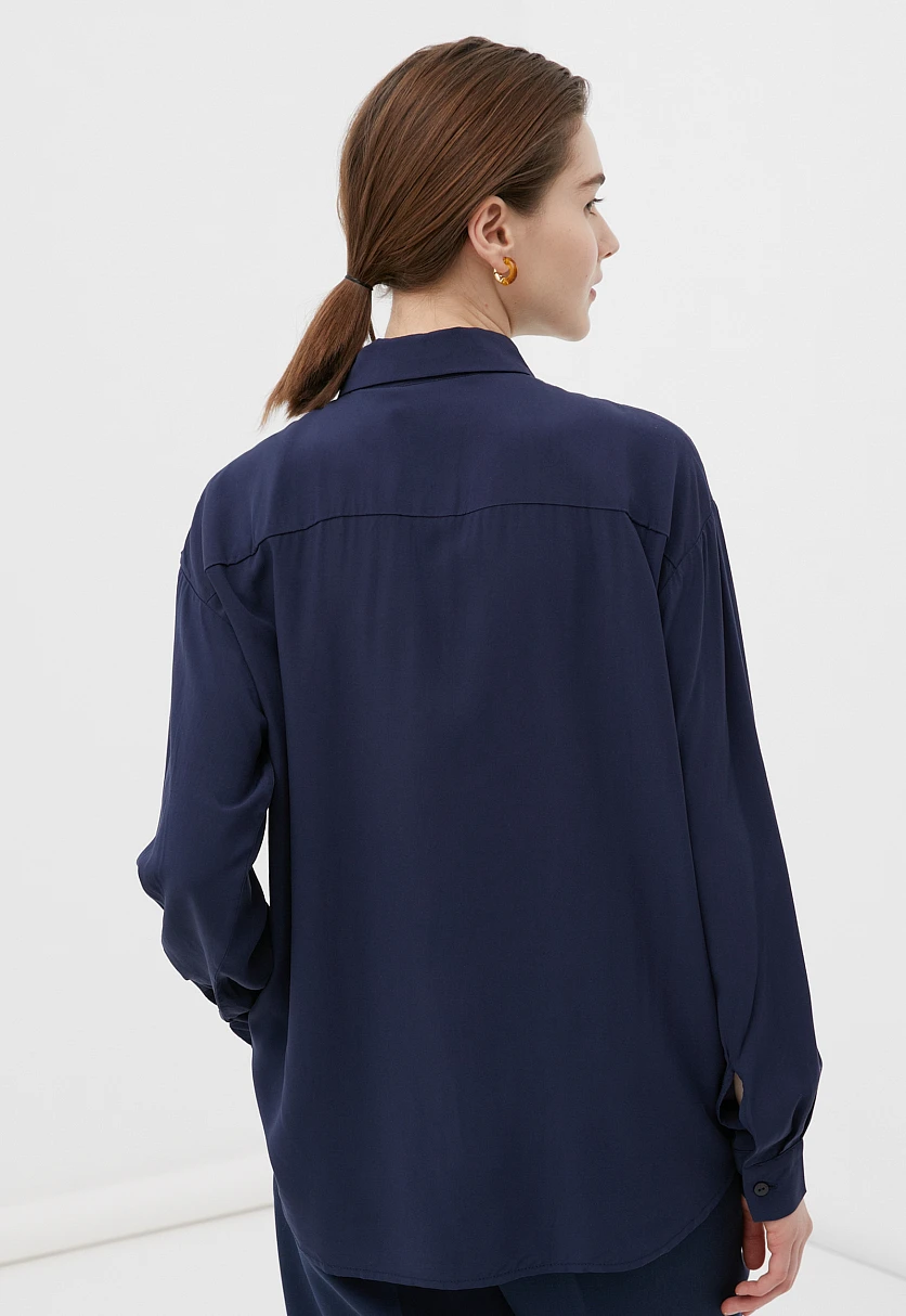 Блузка свободного кроя с отложным воротником, Модель BAS-10040, Фото №4