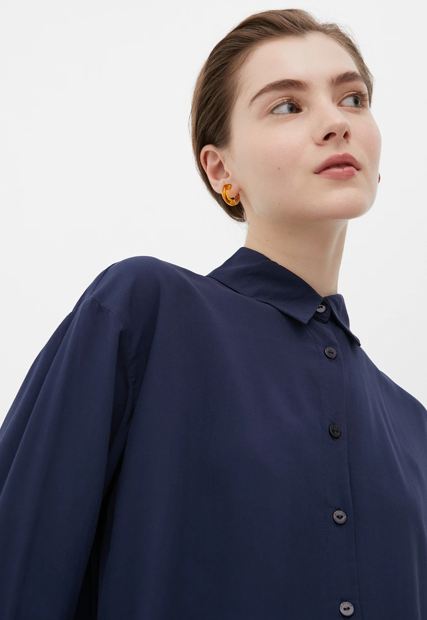 Блузка свободного кроя с отложным воротником, Модель BAS-10040, Фото №5