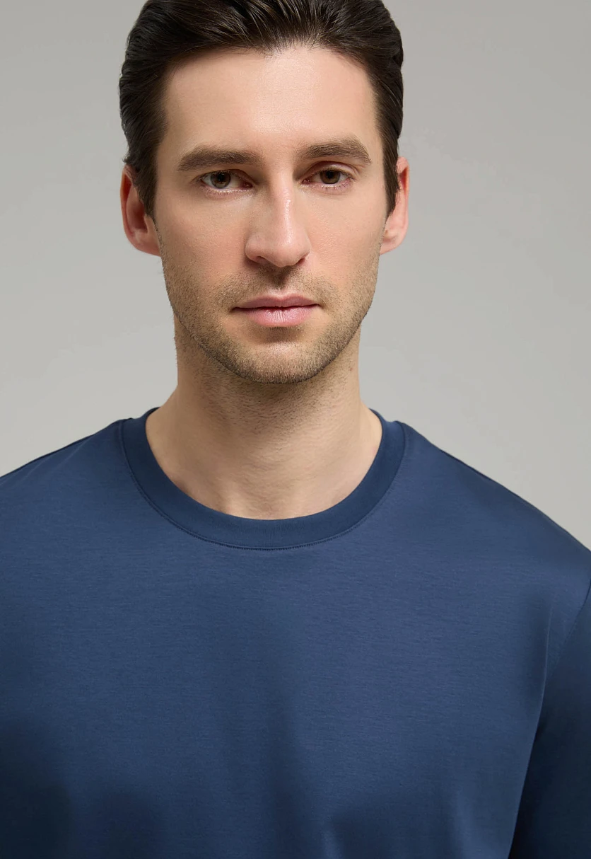 Футболка из хлопка прямого кроя Темно-cиний BAS-200121Купить в интернет-магазине FINN FLARE, предосмотр фото №5 Футболка из хлопка прямого кроя, Модель BAS-200121, Фото №5