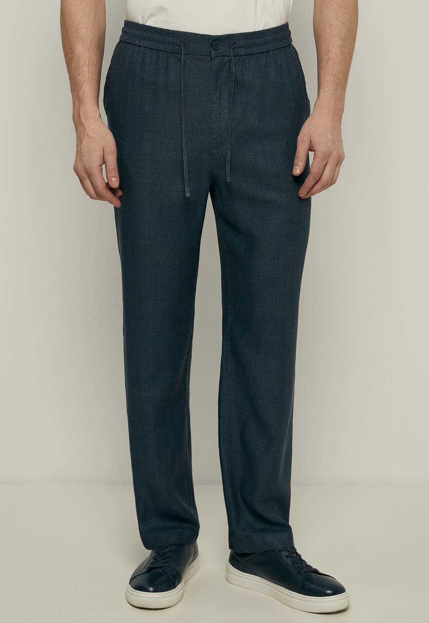 Брюки изо льна с эластичным поясом