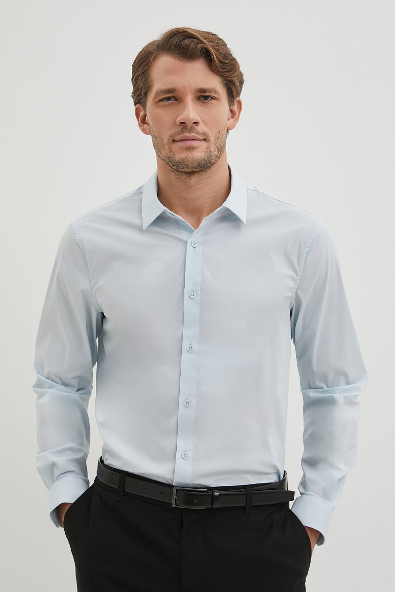 Верхняя сорочка мужская, цвет Бледно-голубой, артикул: BAS-20088_2076.  Купить в интернет-магазине FINN FLARE