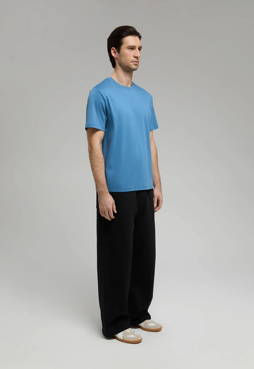 Футболка из хлопка прямого кроя Темно-голубой BAS-200121Купить в интернет-магазине FINN FLARE, предосмотр фото №2 Футболка из хлопка прямого кроя, Модель BAS-200121, Фото №2