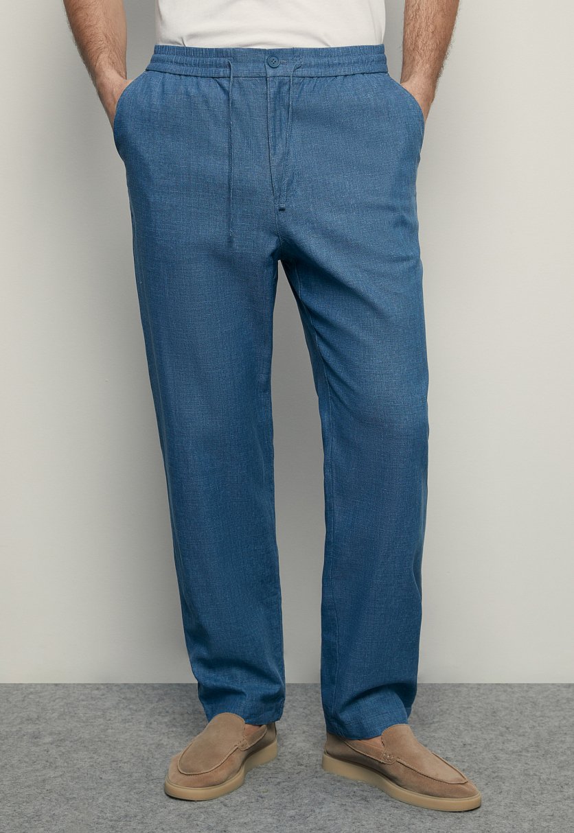 Брюки изо льна с эластичным поясом