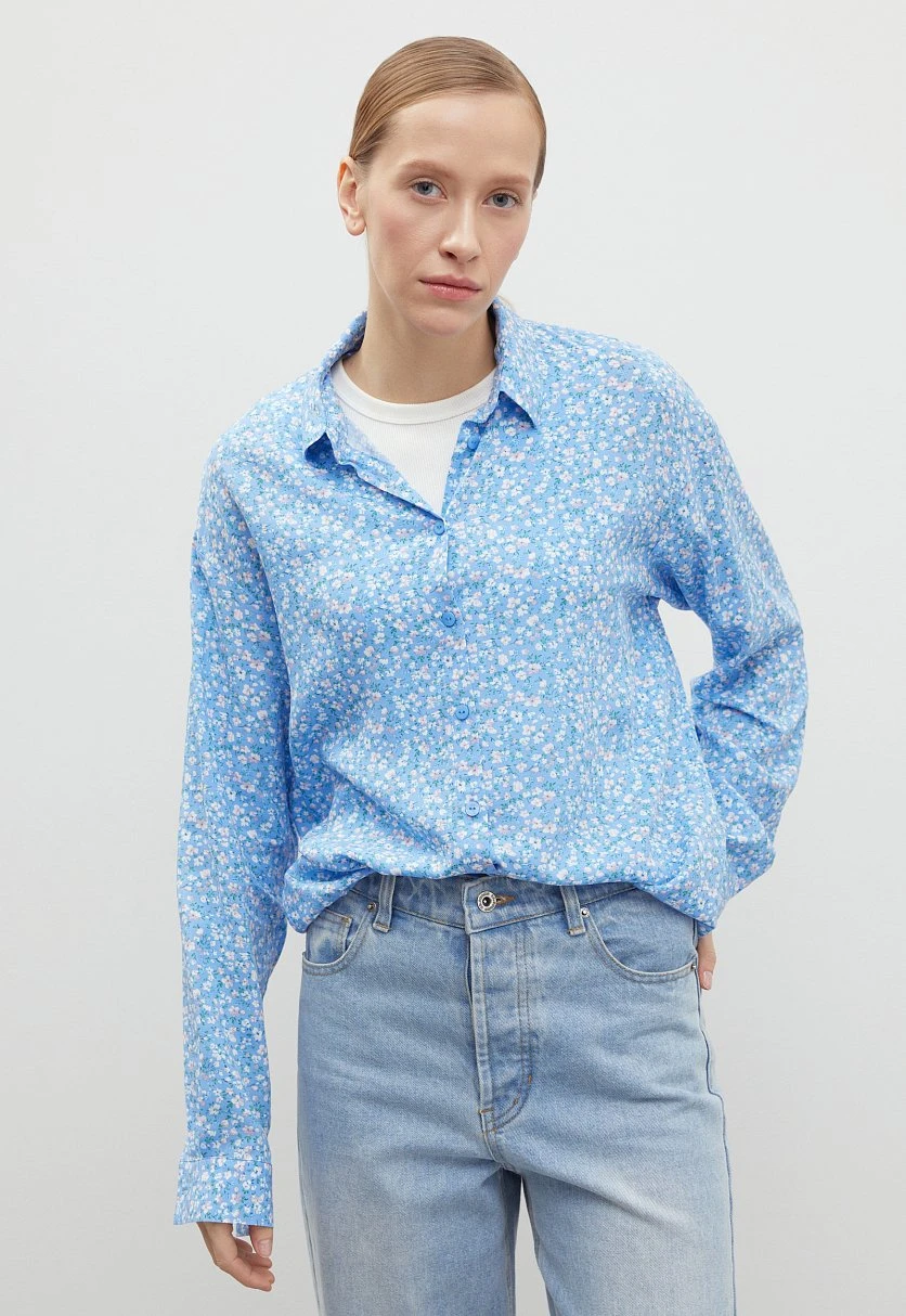 Блузка свободного кроя с отложным воротником, Модель BAS-10040, Фото №1