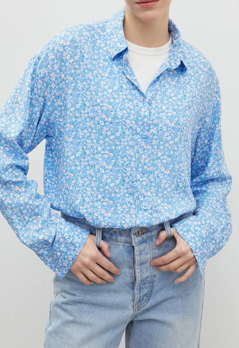 Блузка свободного кроя с отложным воротником, Модель BAS-10040, Фото №3