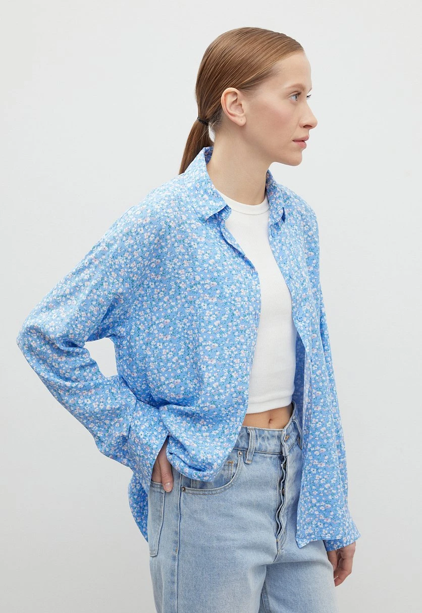 Блузка свободного кроя с отложным воротником, Модель BAS-10040, Фото №4