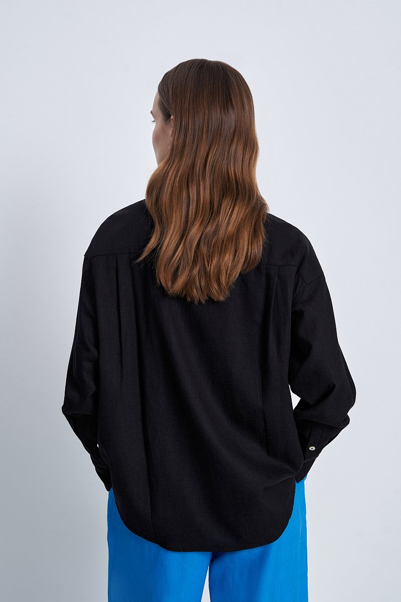 Рубашка oversize силуэта из льна, Модель BAS-100114, Фото №5