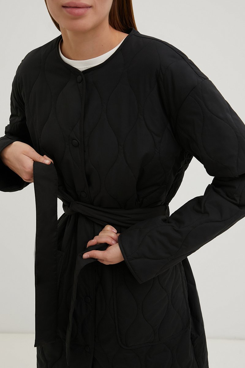Пальто свободного силуэта с поясом, Модель BAS-100118, Фото №3