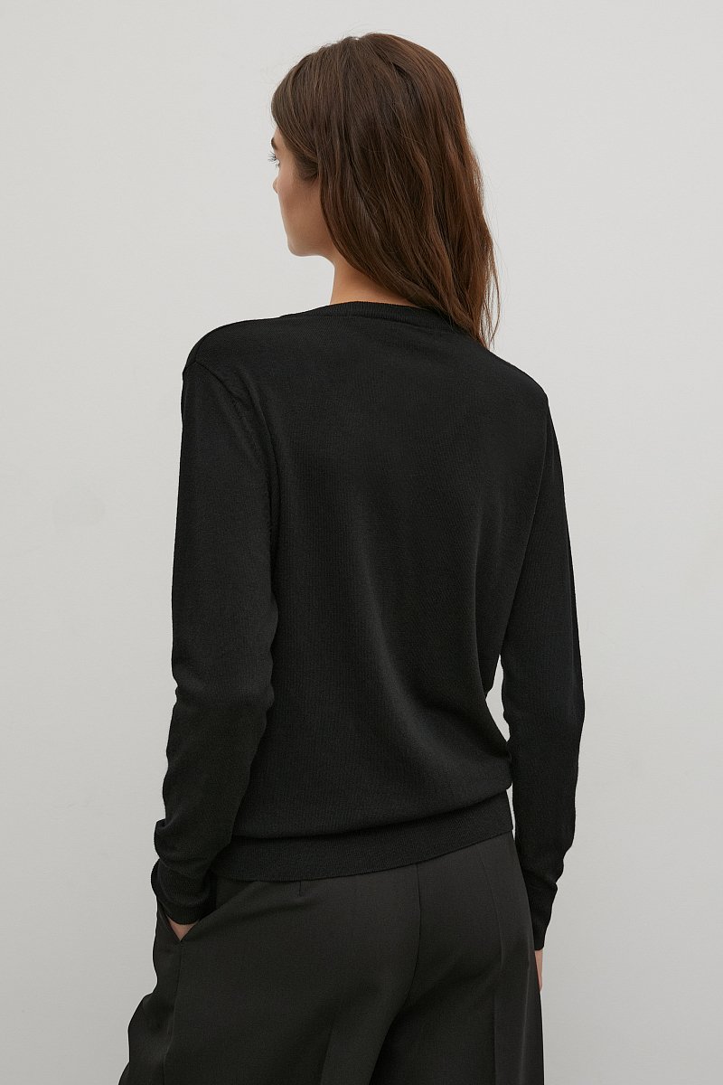 Базовый женский пуловер прямого силуэта с шерстью, Модель BAS-10106, Фото №5