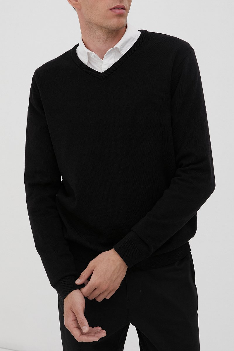 Базовый мужской пуловер прямого силуэта, Модель BAS-20101, Фото №3