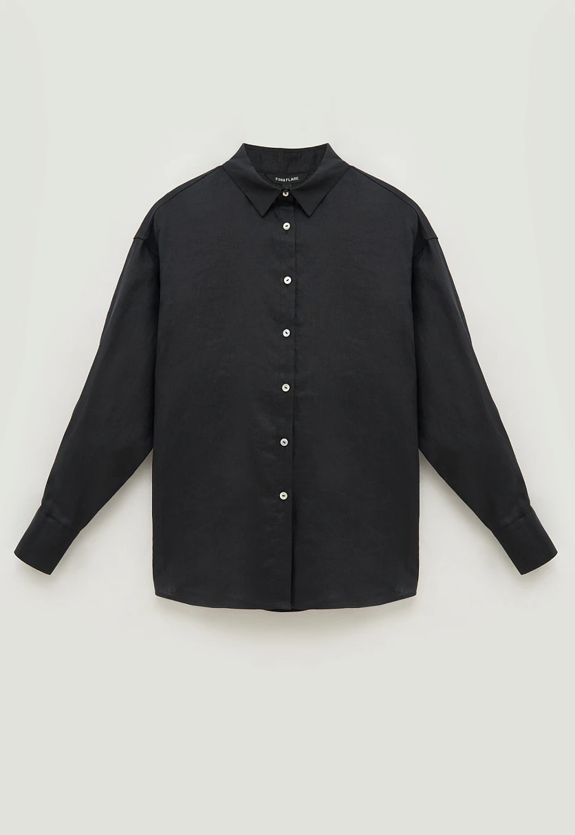 Рубашка изо льна свободного кроя, Модель BAS-100168, Фото №8