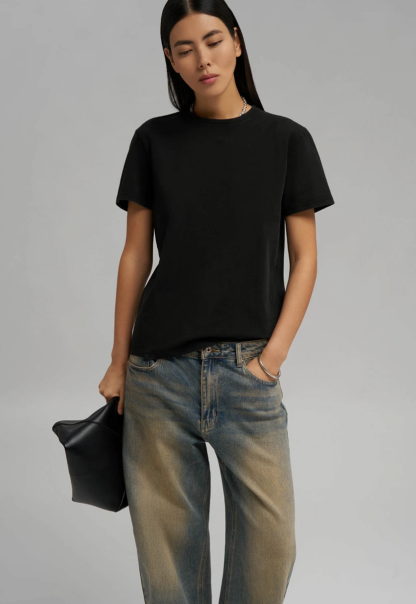 Футболка прямого кроя с эффектом варки, Модель BAS-100194, Фото №5