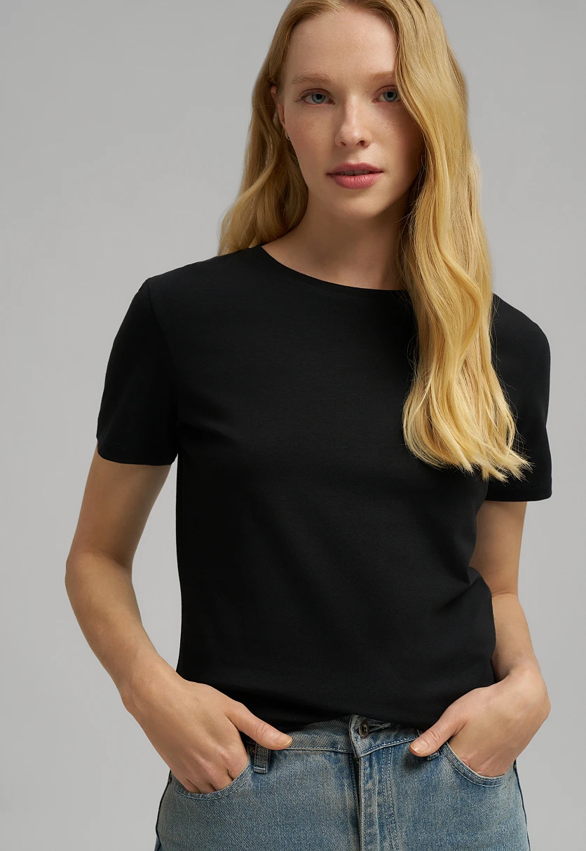 Приталенная футболка из джерси, Модель BAS-100195, Фото №8