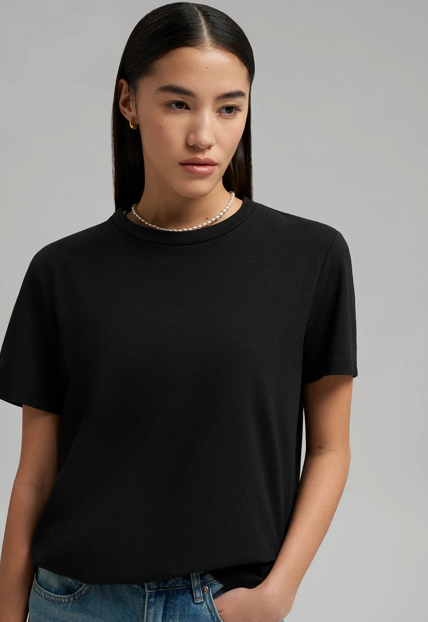 Футболка прямого кроя из джерси, Модель BAS-100197, Фото №6