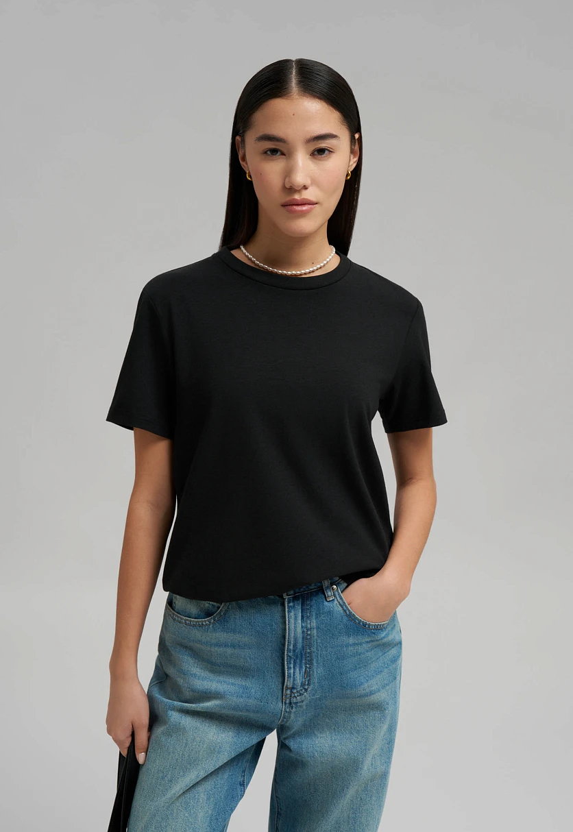 Футболка прямого кроя из джерси, Модель BAS-100197, Фото №5