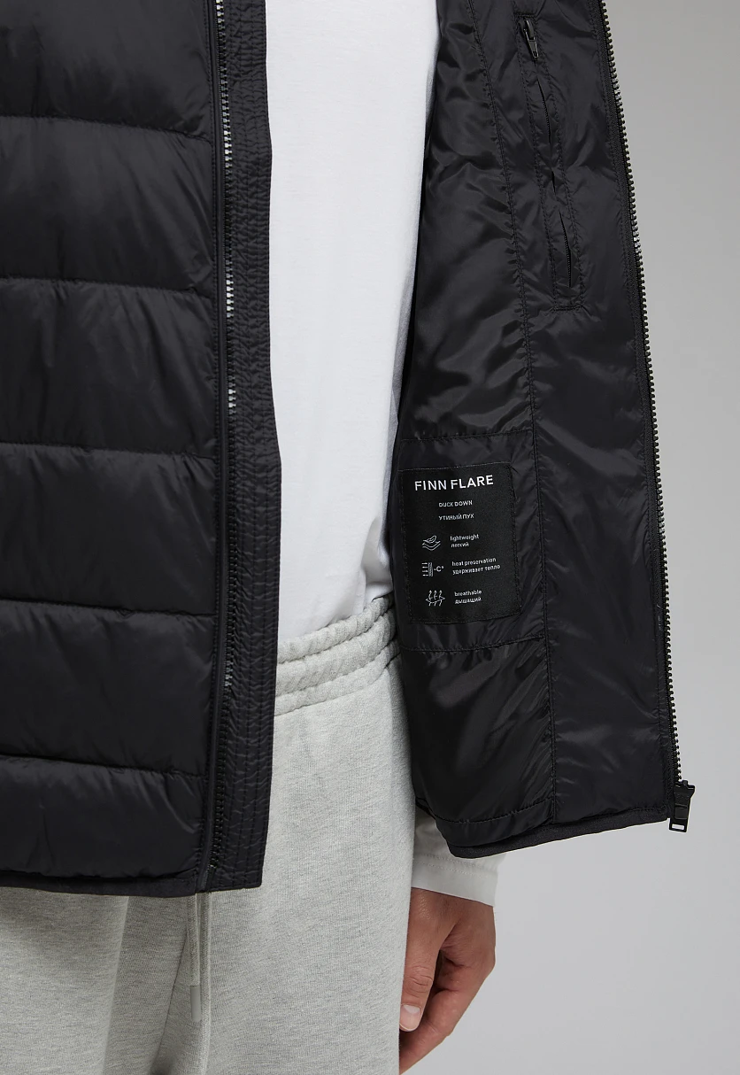 Стеганый пуховый жилет Черный BAS-20053Купить в интернет-магазине FINN FLARE, предосмотр фото №8 Стеганый пуховый жилет, Модель BAS-20053, Фото №8