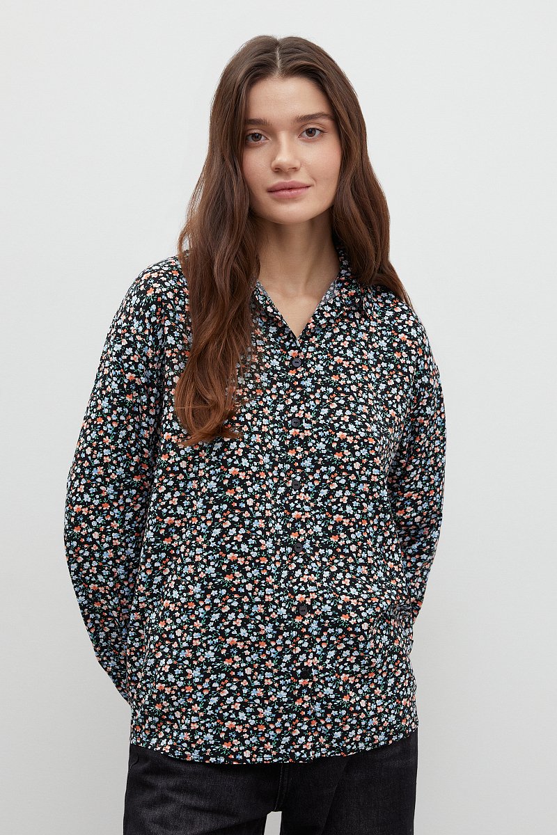 Рубашка женская из вискозы с длинным рукавом, Модель BAS-10040, Фото №1