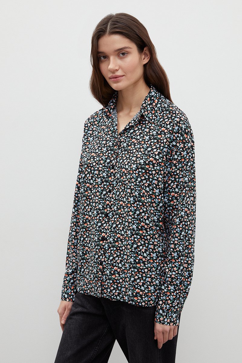 Рубашка женская из вискозы с длинным рукавом, Модель BAS-10040, Фото №4